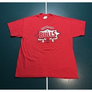 Vintage 90s Chicago Bulls T Shirt Size XL Single Stitch 1994‎ Red NBA Basketball
